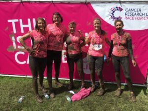 An image of group of women covered in mud after doing the Pretty Muddy Charity Event